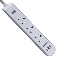 Tronic 3-Way Extension Socket with 3 USB & Neon
