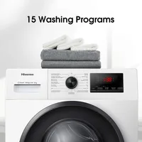 Hisense Washing Machine 8kg Front Load, Steam Care, Durable Inverter, Pure jet wash, Delay End, White WFQP8012VMS