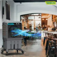 Symphony Commercial Air Cooler 125L with 3 Side Honeycomb Pads, Lockable Wheels MOVICOOL L125