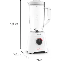 Moulinex Blender 2.8L Plastic Blender Jar with 2 Mills 600W, Grinder and Chopper, BlendForce XXL Jar Blender, 6 Powelix Blades, Leak Free Smart Lock 3-Point System, 2 Speeds, Pulse Function LM458127