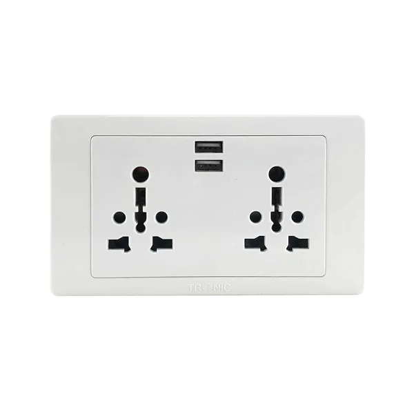 Tronic Twin Universal Socket with 2 USB