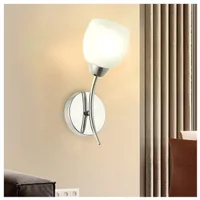 Tronic Silver Modern Chrome Wall Lamp Sconce With Frosted Glass Shade
