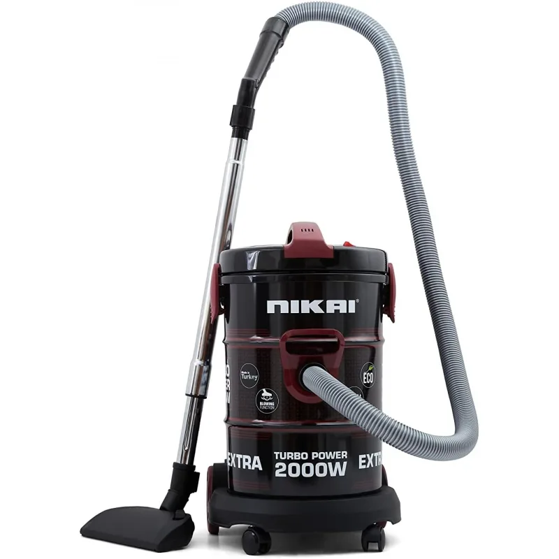 Nikai Vacuum Cleaner 25l Drum with Blower Function 2000w NVC350T Metal Telescopic Tube Large Tank Capacity Rotatable Wheels With Sponge Filter
