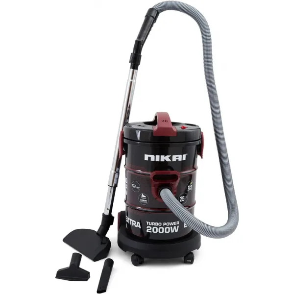 Nikai Vacuum Cleaner 25l Drum with Blower Function 2000w NVC350T Metal Telescopic Tube Large Tank Capacity Rotatable Wheels With Sponge Filter
