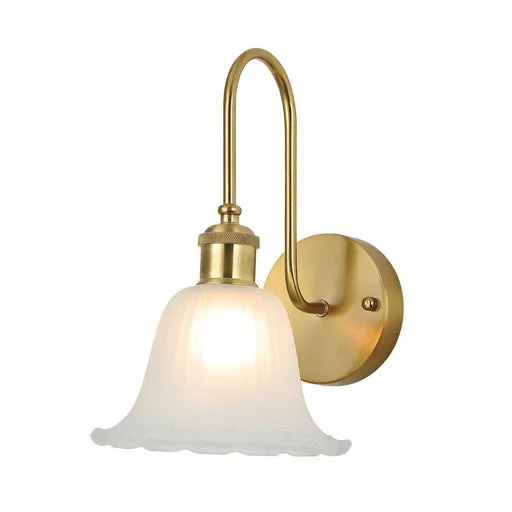 Tronic Ornate Rippled Bell Wall Light - Gold & Frosted White