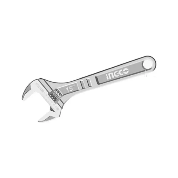Ingco Adjustable Wrench 375mm(15") with Adjustable Clamp, Carbon Steel Body HADW131152