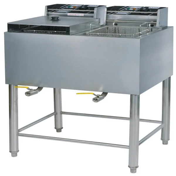 Commercial Electric Fryer 28L Vertical Double-Tank, Dual 4kW High-Power Floor Model Deep Fryer, Professional Stainless Steel Fryer WG-85