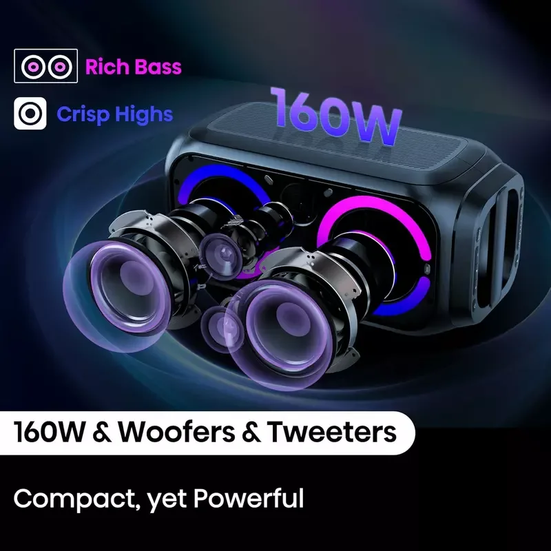 Hisense Party Speaker 160W with 12-hours battery life Portable IPX4 Bluetooth Party Rocket 160