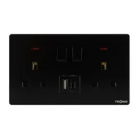 Tronic Black - Twin Switch Socket with USB + Type C