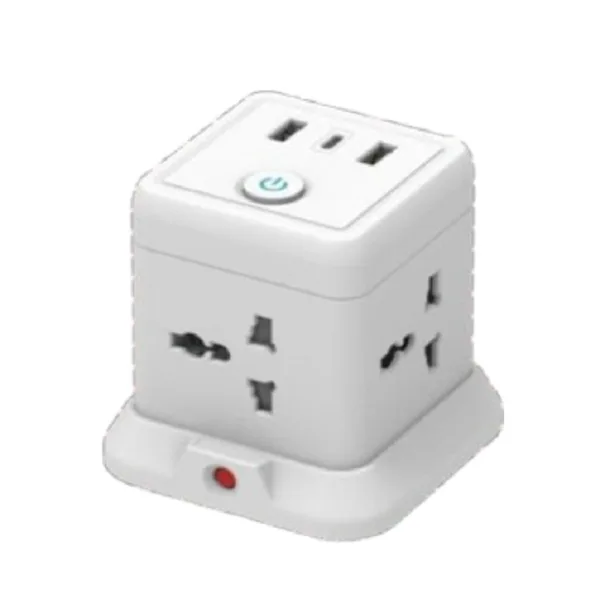 Kodtec Extension Socket 4-Way High-Power Power Strip with 3 USB Ports 2500W, Professional Universal Surge Protector with Independent Switches KT-1535UET