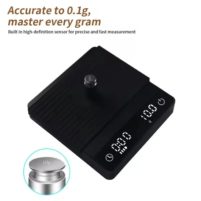 Commercial Smart Electronic Coffee Scale 2kg/0.1g, Precision Timer with Italian & Manual Modes MS-R80