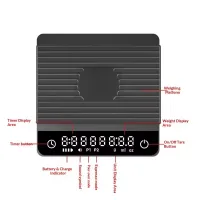 Commercial Smart Electronic Coffee Scale 2kg/0.1g, Precision Timer with Italian & Manual Modes MS-R80