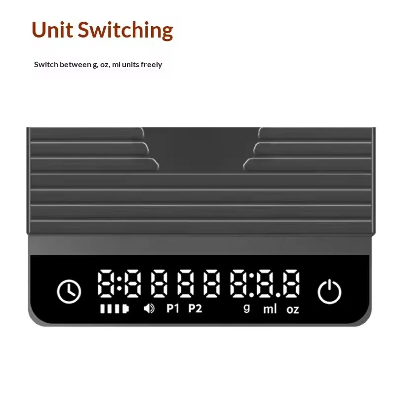 Commercial Smart Electronic Coffee Scale 2kg/0.1g, Precision Timer with Italian & Manual Modes MS-R80