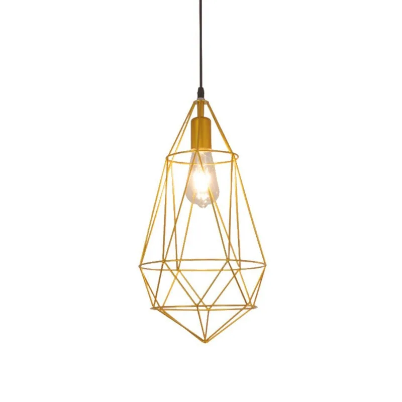 Tronic Diamond Gold Cage Pendant Lamp