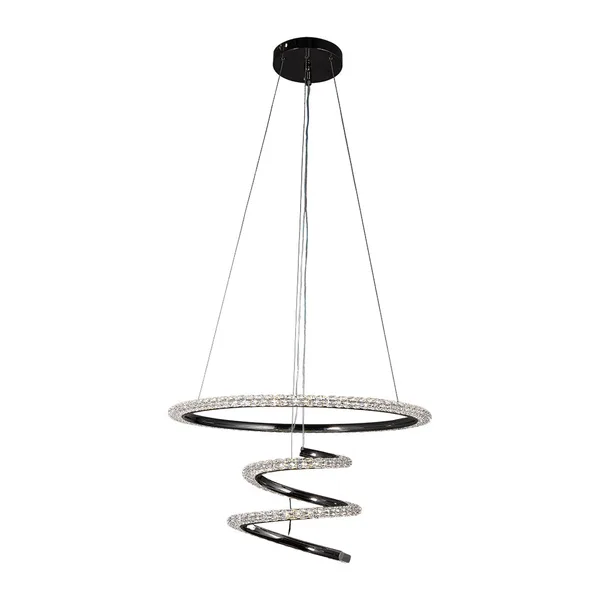 Tronic Black Spiral LED Pendant Light - 60W, Crystal Glow Finish