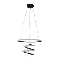 Tronic Black Spiral LED Pendant Light - 60W, Crystal Glow Finish
