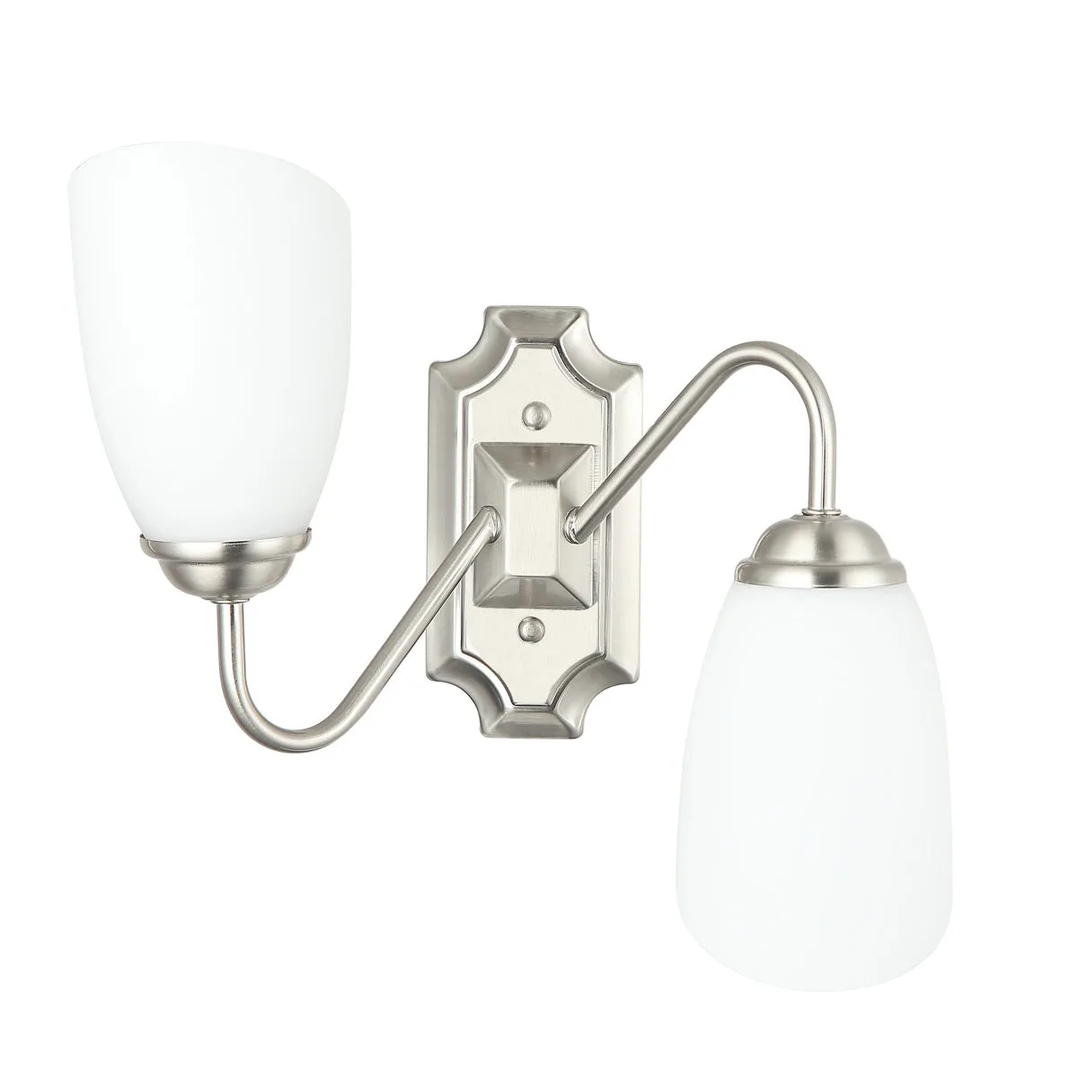 Tronic Modern Silver Double Wall Sconce with Frosted Glass Shades