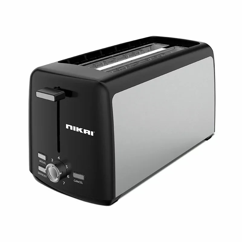 Nikai Toaster 4 Slice Browning Control 1400W NBT666S1 Cancel Defrost And Reheat Functons Movable Centre Grid Long Slots Cord Storage Function