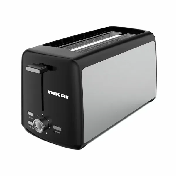 Nikai Toaster 4 Slice Browning Control 1400W NBT666S1 Cancel Defrost And Reheat Functons Movable Centre Grid Long Slots Cord Storage Function