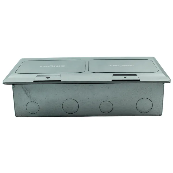 Tronic Dual Pop-Up Floor Box - Silver Finish, 8-Way Modular, 220×120mm