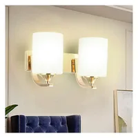 Tronic Modern Double Wall Light with Frosted Glass Shades Gold Metal Finish