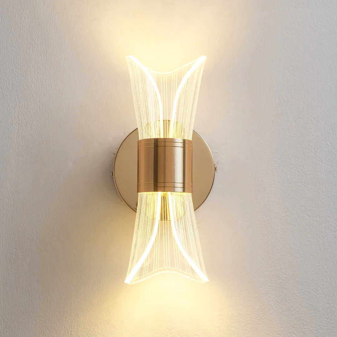 Tronic Golden Beam Halo Wall Light with Clear Acrylic Detailing