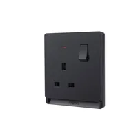Tronic 1 Gang 13A Socket with Neon - Black