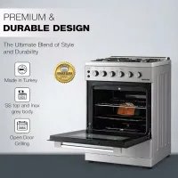 Nikai Oven Cooking Range 4 Burners. 50x50cm, Single Glass Oven Door, FFD Safety Grill Mode, Rapid Preheat U3110NBFS
