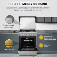Nikai Oven Cooking Range 4 Burners. 50x50cm, Single Glass Oven Door, FFD Safety Grill Mode, Rapid Preheat U3110NBFS