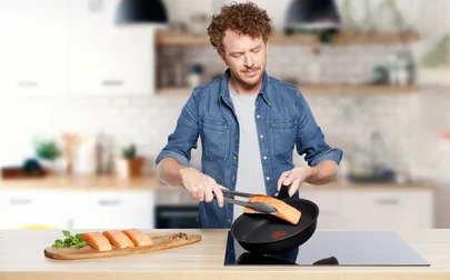 Tefal Unlimited Frypan 26cm Non Electric G2550502 aluminium material heat indicator thermo signal titanium coating made in france