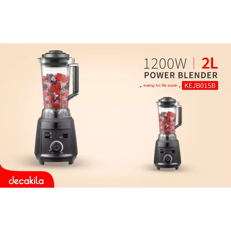 Decakila Blender 2.0l Plastic Jug with Stainless Steel Blades 1200w Kejb015b unbreakable material high temperature protection anti slip feet design