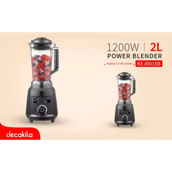 Decakila Blender 2.0l Plastic Jug with Stainless Steel Blades 1200w Kejb015b unbreakable material high temperature protection anti slip feet design