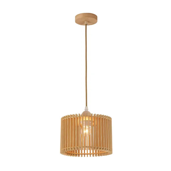 Tronic Wood Pendant Lamp - Compact Cylindrical Design, 22cm