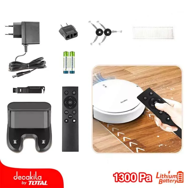Decakila Vacuum Cleaner 450ml Dustbin Robotic Gyroscope Style Decabot06 1300pa vacuum pressure 90 min working time with electric brush automatic recharge