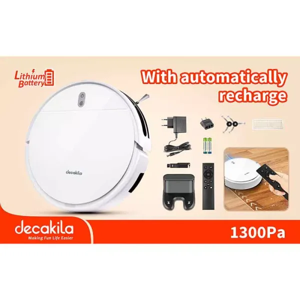 Decakila Vacuum Cleaner 450ml Dustbin Robotic Gyroscope Style Decabot06 1300pa vacuum pressure 90 min working time with electric brush automatic recharge