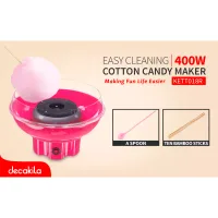 Decakila Cotton Candy Maker 25cm Bowl Size 400w Kett018r comes with a spoon and 10 bamboo sticks 220-240v 50-60hz pink color