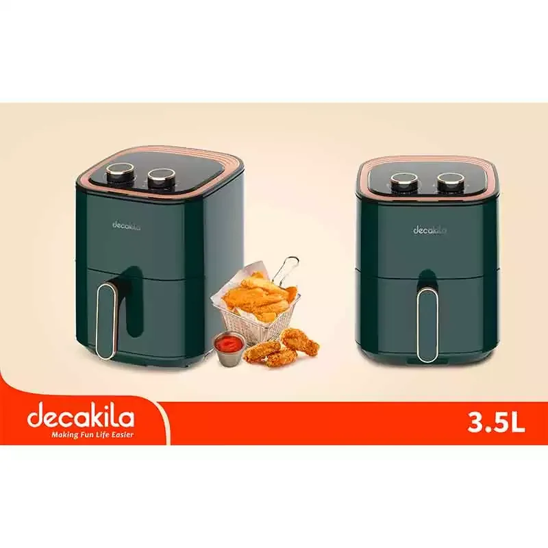 Decakila Airfryer 3.5l Manual 1400w Keec036v 30 mins timer single pot with nonstick coat adjustable temperature automatic shut off