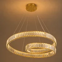 Tronic Luxury Double Ring Crystal Pendant Light - 100W LED Chandelier