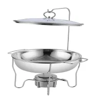 Commercial Kitchen Equipment Hook Chafing Dish 6.0L, Polished Stainless Steel, Lid Holder DZW-A2060