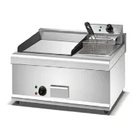 Commercial Contact Grill with Integrated Electric Fryer, 3.6kW High-Power Teflon Non-Stick Griddle HEG-908