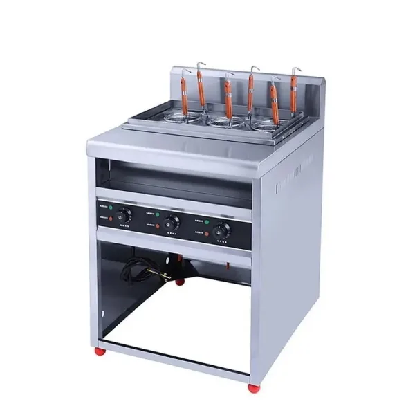 Commercial 6-Basket Electric Pasta Cooker, 6kW High-Power Professional Noodle Boiler, Industrial Stainless Steel Countertop Station HEN-6HX