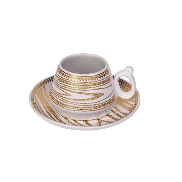 Nadstar Porcelain Cup & Saucer Golden Print Tea Coffee Cups 0031-1/2