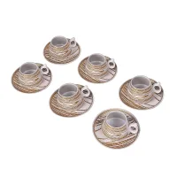 Nadstar Porcelain Cup & Saucer Golden Print Tea Coffee Cups 0031-1/2