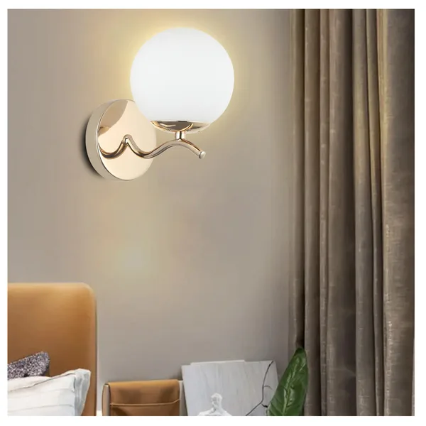 Tronic Modern Minimalist Wall Lamp Frosted Glass Globe Light Golden