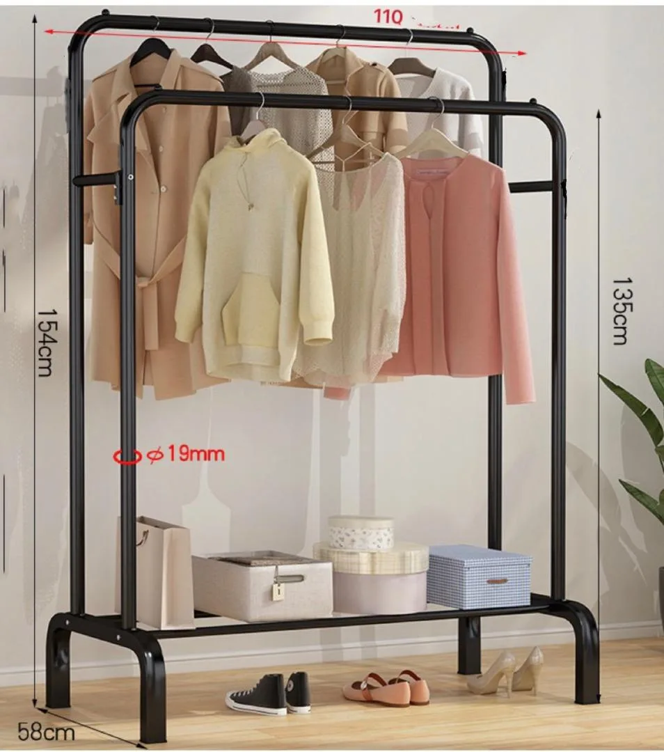 3-in-1 Clothes Hanger with 1-Tier Storage Shelf Black/White - JHC2360L