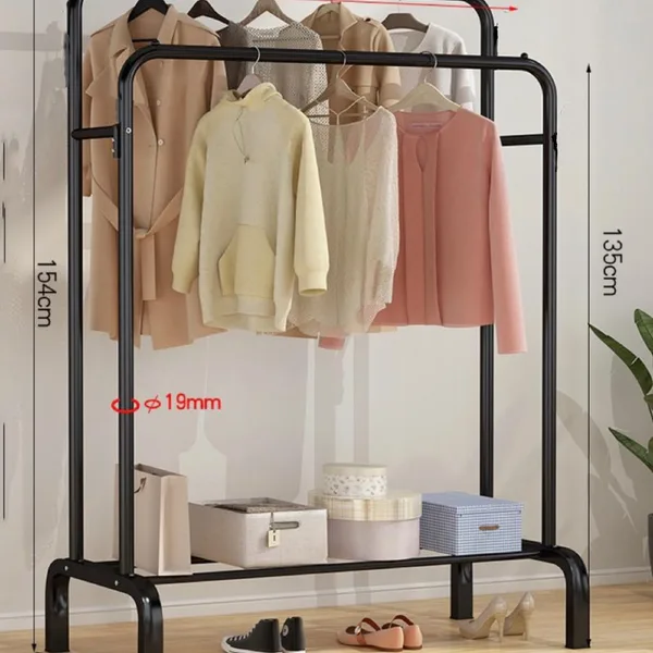 3-in-1 Clothes Hanger with 1-Tier Storage Shelf Black/White - JHC2360L