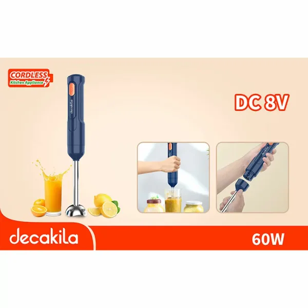 Decakila Hand Blender Cordless with Stainless Steel Blade 60w Kmjb037l sus shaft blend rod having function for mixing juice or sauce