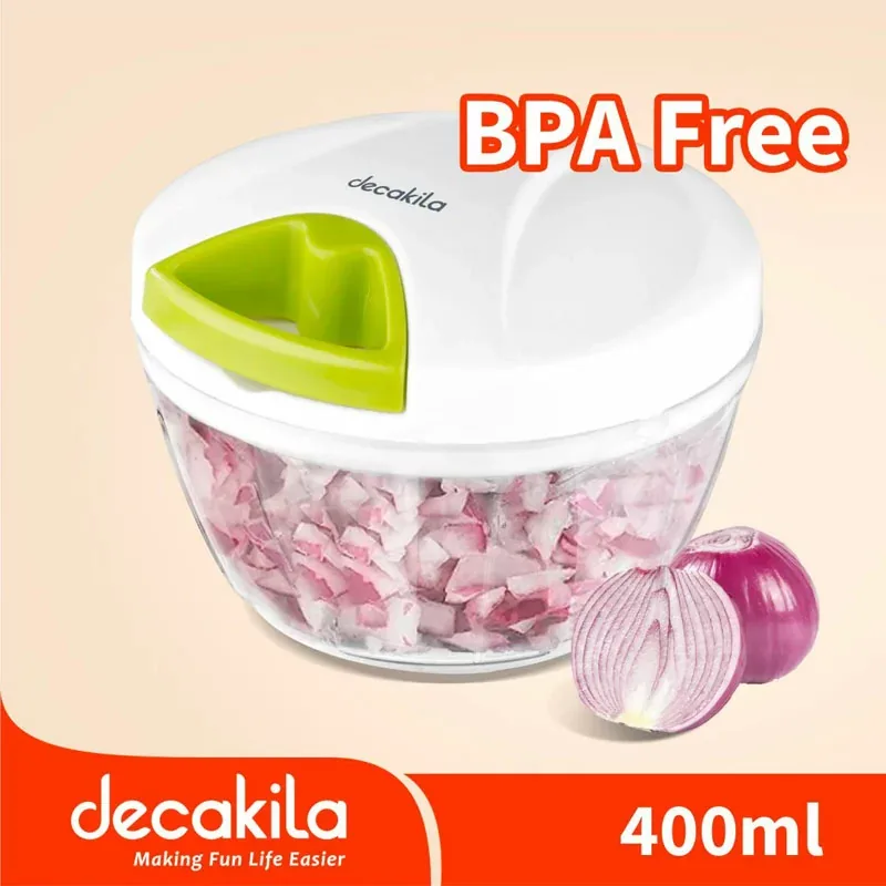Decakila Chopper Manual 400ml Plastic Bowl Kmtt084w stainless steel blades efficient cutting dishwasher safe for bowl and blades
