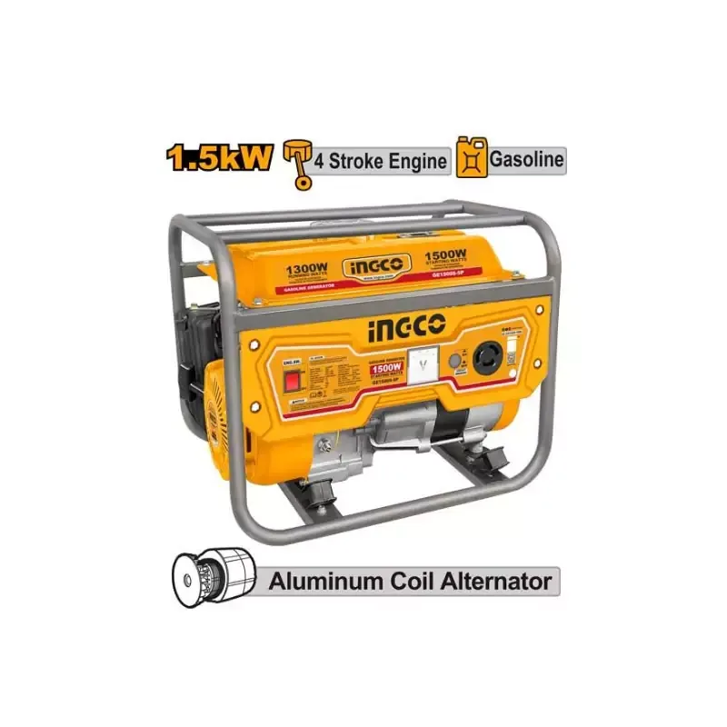 Ingco Gasoline Generator 1.2kW with 4 Stroke Air Cooled Engine, 5.5L Tank GE15005