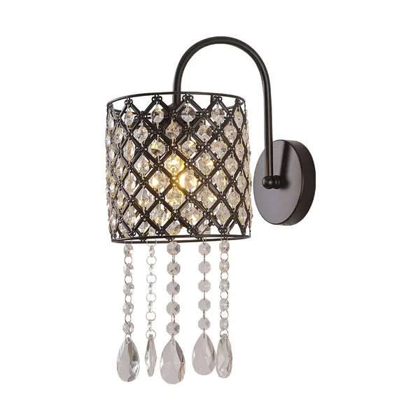 Tronic Crystal Drop Wall Light with Black Metal Frame